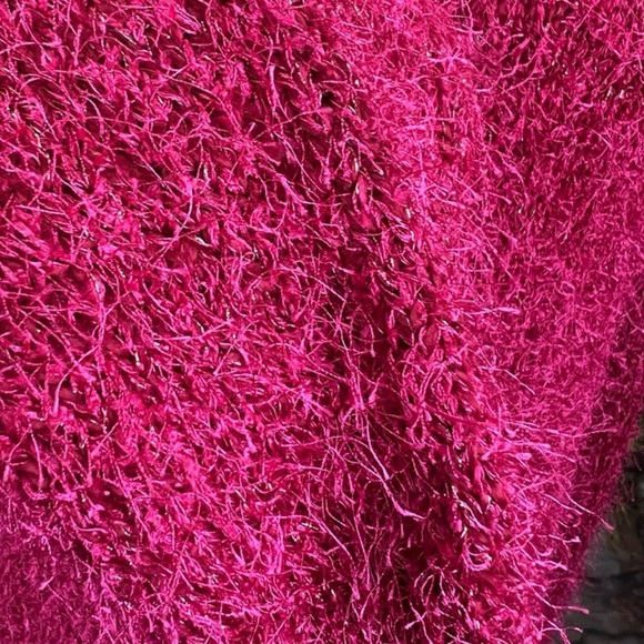 M&S COLLECTION Hot Pink Metallic Eyelash Fringe Sweater, US 20/UK 24 - Picture 6 of 10